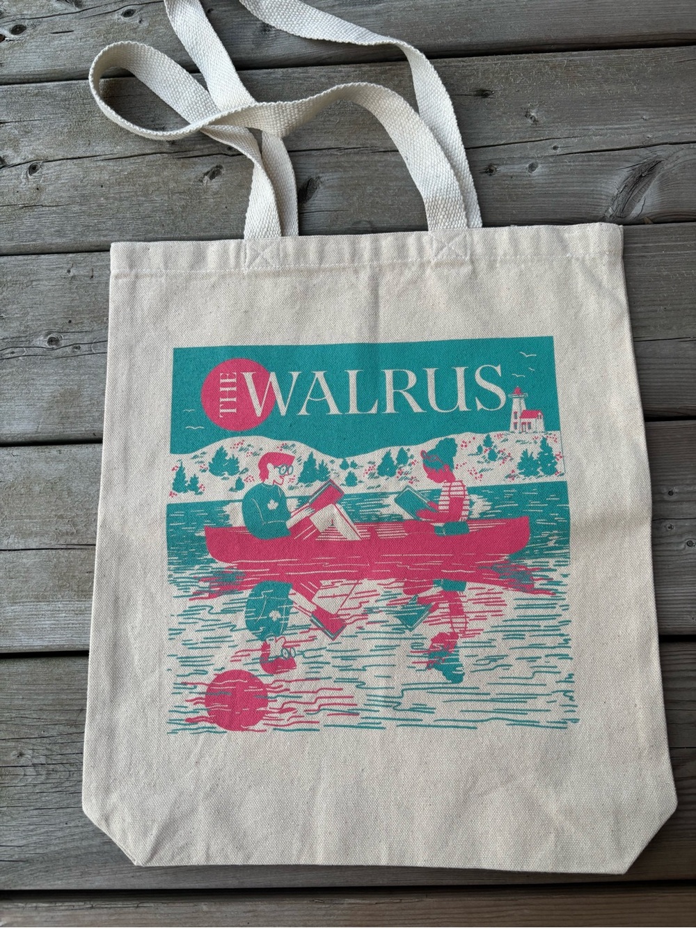 The Walrus Literary Magazine Cotton Tote Bag Shoulder Graphic Print Canoe